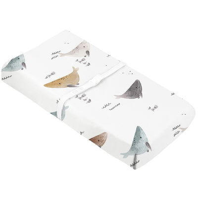 Changing Pad Cover w/Slits Percale Whale