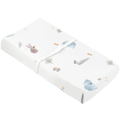 Changing Pad Cover w/Slits Percale Forest Friends