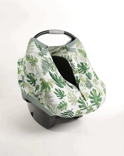 Cotton Muslin Car Seat Canopy - Tropical Leaf