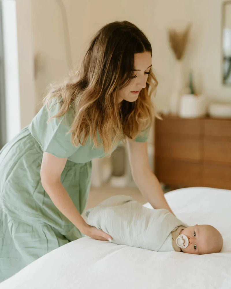 Organic Cotton Muslin Swaddle Blanket - White Sage