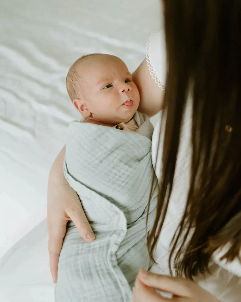 Organic Cotton Muslin Swaddle Blanket - White Sage