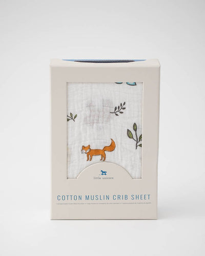 Cotton Muslin Crib Sheet Forest Friends