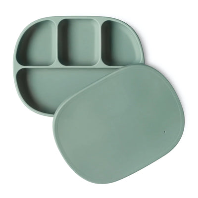 Silicone Suction Divider Plate + Lid Garden Green