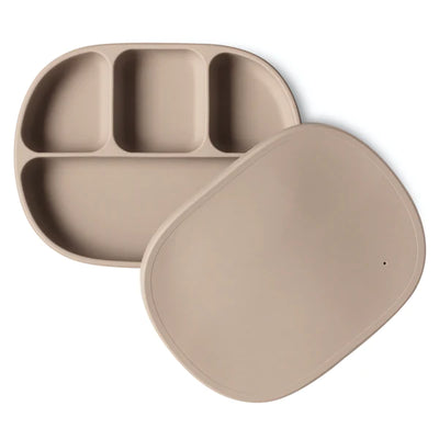 Silicone Suction Divider Plate + Lid  Sandy Beige