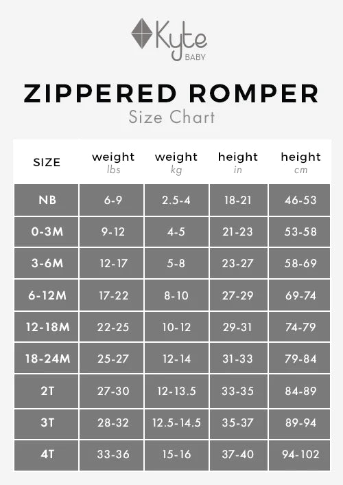 Zippered Romper 0-3m Black &White Zen