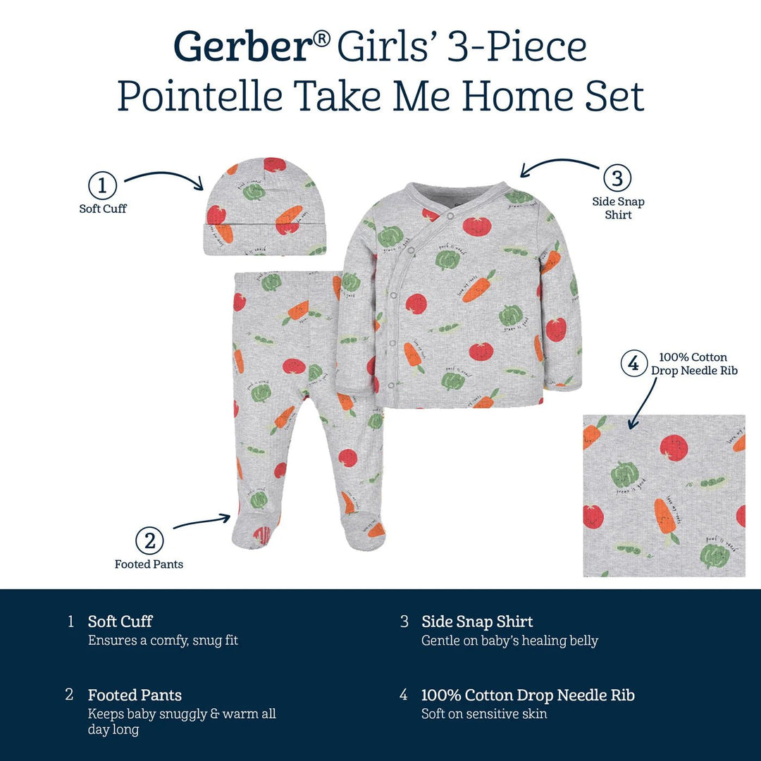 Gerber Childrenswear Take Me Home - Vegetables - 3 Pc Set
