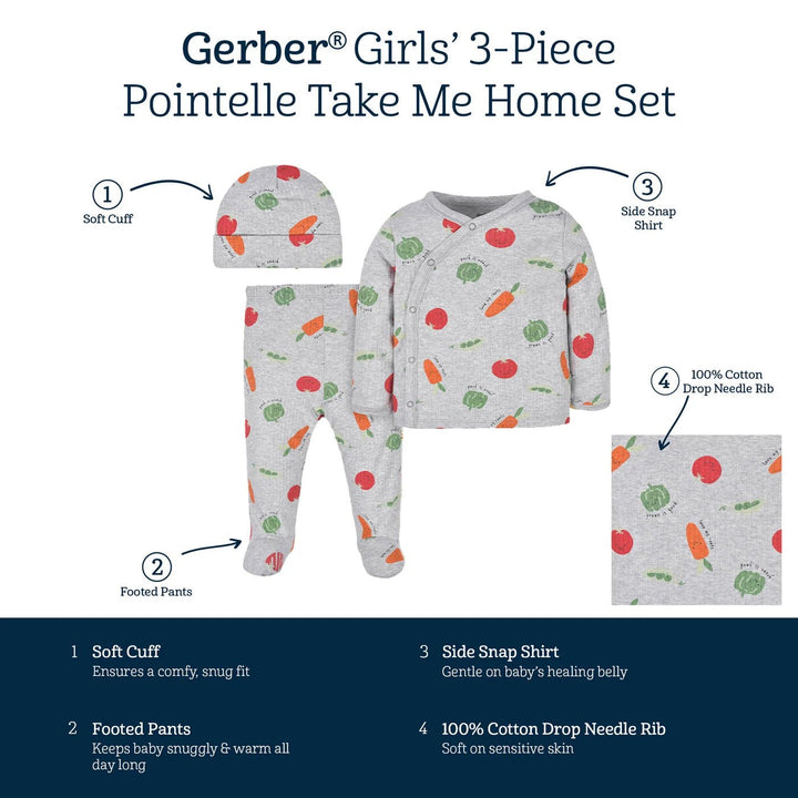 Gerber Childrenswear Take Me Home - Vegetables - 3 Pc Set