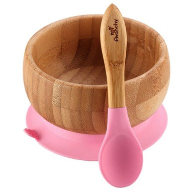 Baby Bamboo Suction Bowl+Spoon  Pink