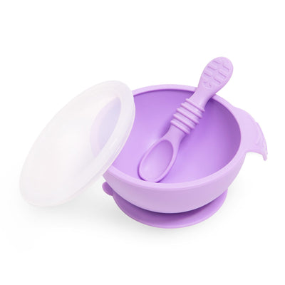 Silicone First Feeding Set with Lid & Spoon -Lavender