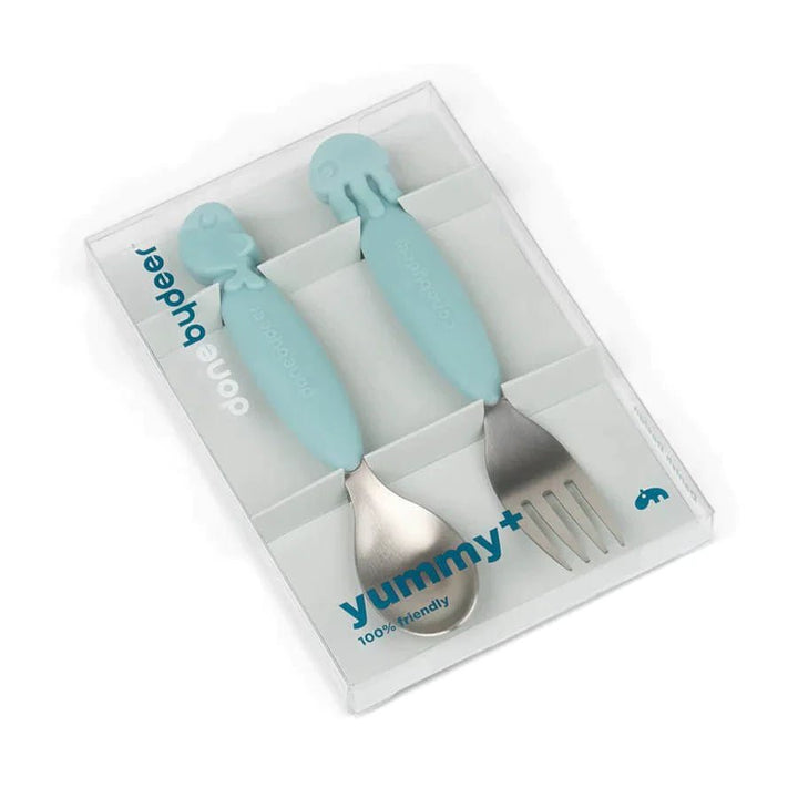 Done By Deer Yummy Plus spoon & fork set Sea friends