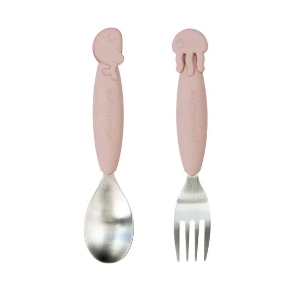Done By Deer Yummy Plus spoon & fork set Sea friends