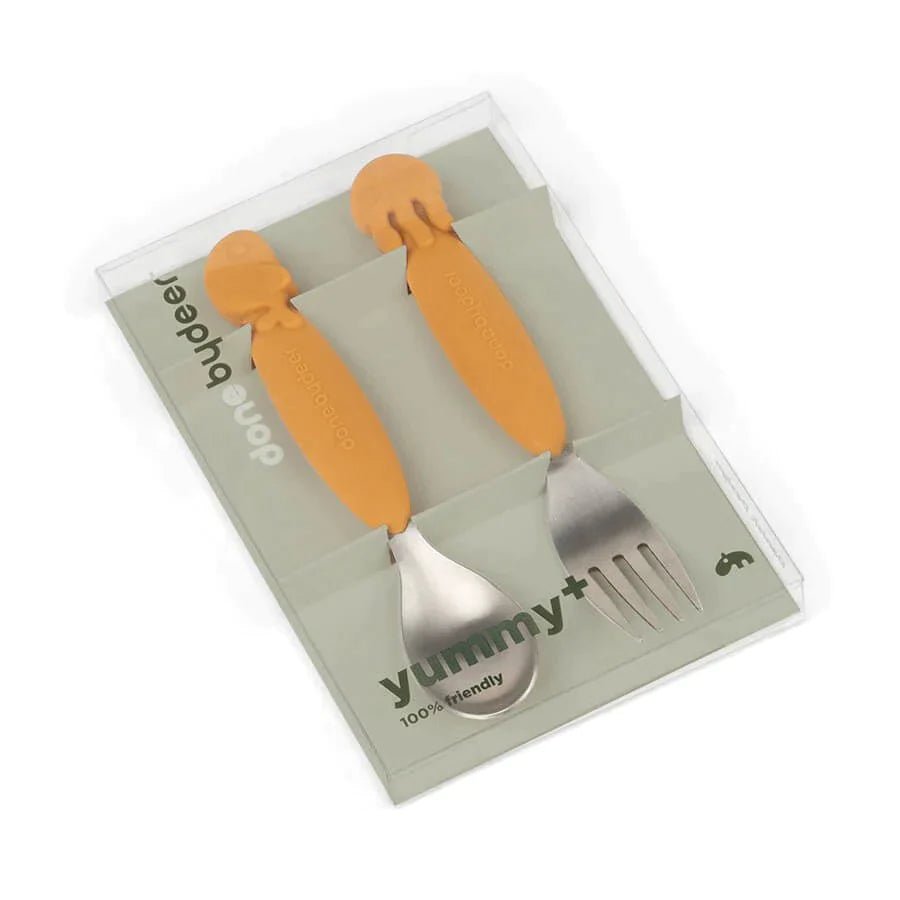 Done By Deer Yummy Plus spoon & fork set Sea friends