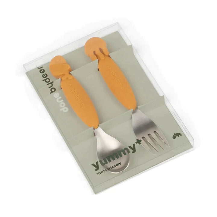 Done By Deer Yummy Plus spoon & fork set Sea friends