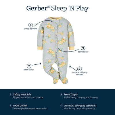 Baby Girls Yellow Roses  Sleep N Play Set 6-9M
