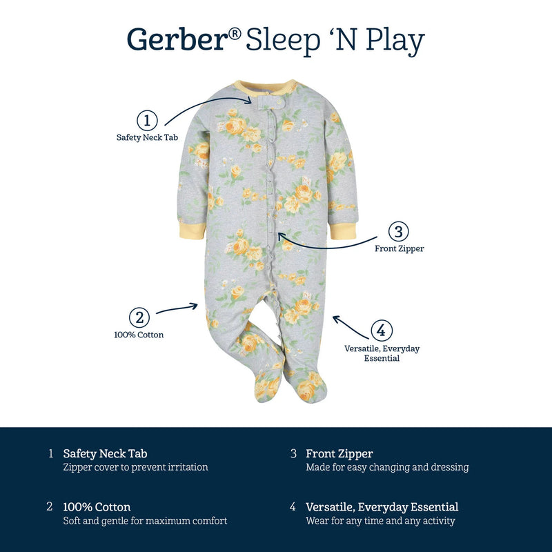 Baby Girls Yellow Roses  Sleep N Play Set 6-9M