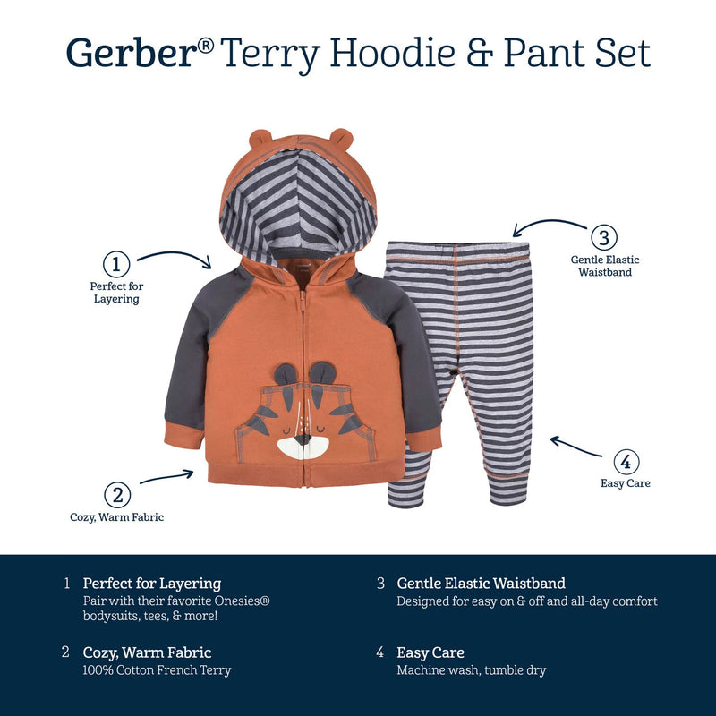 Toddler Boys Tiger Hoodie & Joggers 2 Pc Set 5T