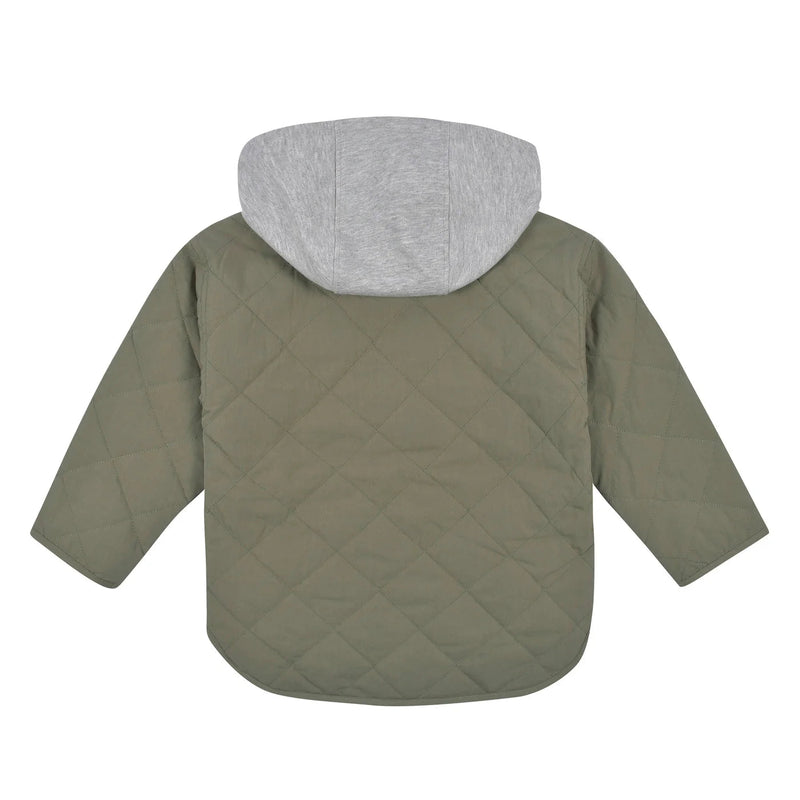 Toddlers Boys Green Quilted Hooded Jacket Set 3T