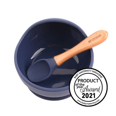 Silicone Suction Bowl + Spoon-Midnight Blue