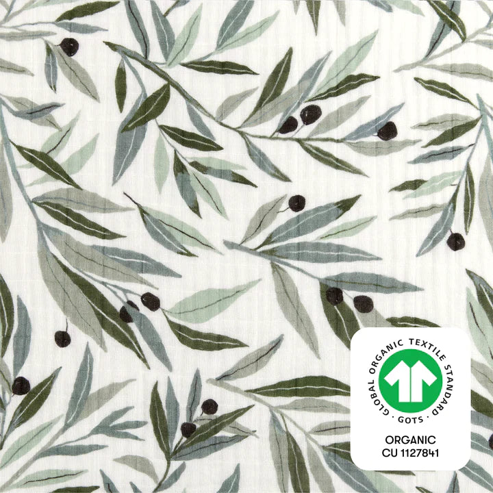 Crib Sheet Organic Muslin Cotton Olive Branches