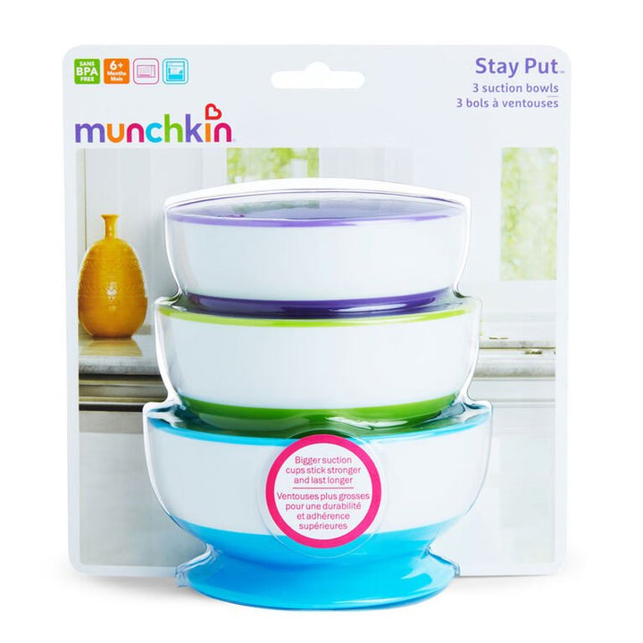 Munchkin Stay Put Suction Bowls - 3pk