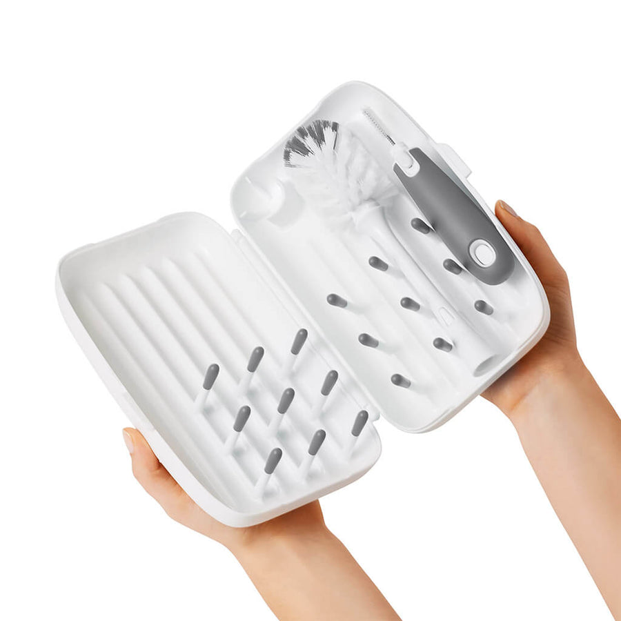 OXO Tot Travel Drying Rack & Brush - Grey