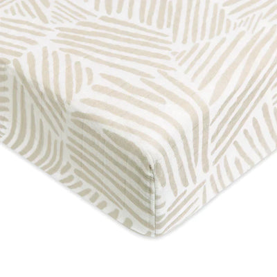 Mini Crib Sheet Organic Muslin Cotton Oat Stripe