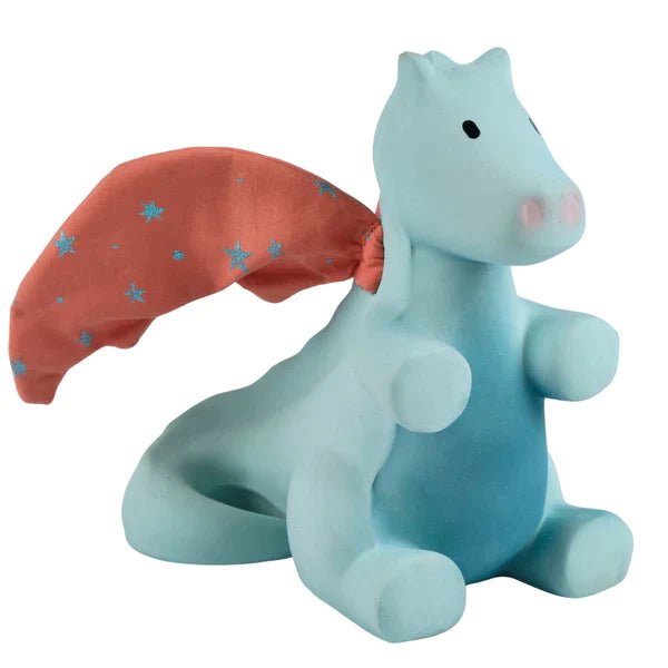 tikiri Sunrise Dragon Organic Natural Rubber Rattle With Crinkle Wings