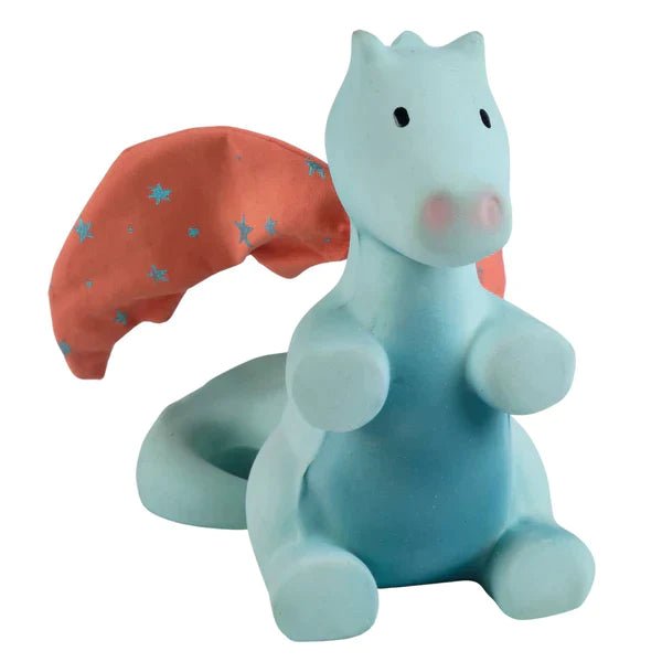 tikiri Sunrise Dragon Organic Natural Rubber Rattle With Crinkle Wings