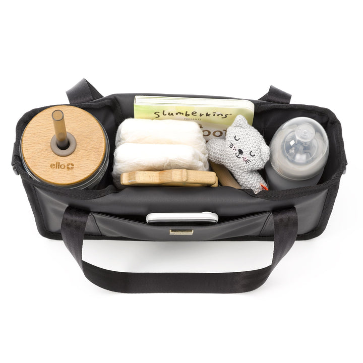 Petunia Pickle Bottom Wander Stroller Caddy Black Matte Leatherette