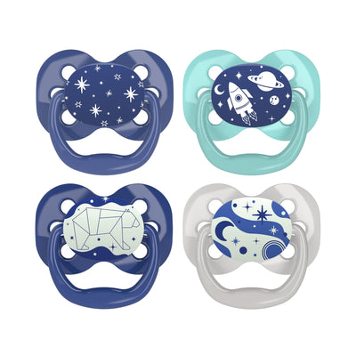Advantage Pacifier Glow In The Dark -Stage 2 - 0-6m 4 pack Blue