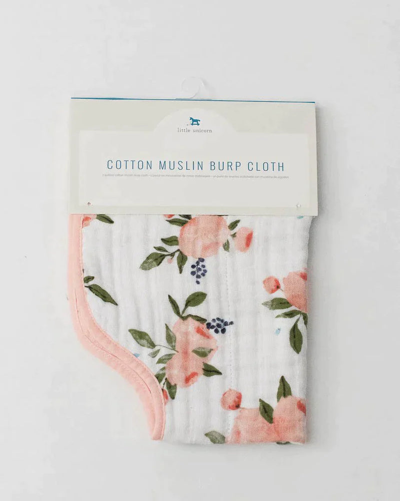 Cotton Muslin Burp Cloth Watercolor Roses