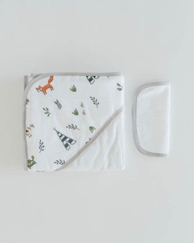 Hooded Towel & Washcloth Set Forest Friends