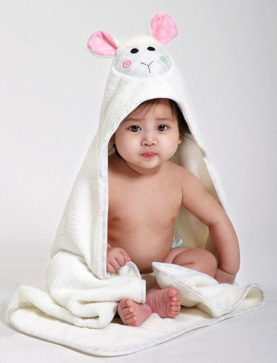 Baby Snow Terry Hooded Bath Towel - Lola Lamb 0-18M